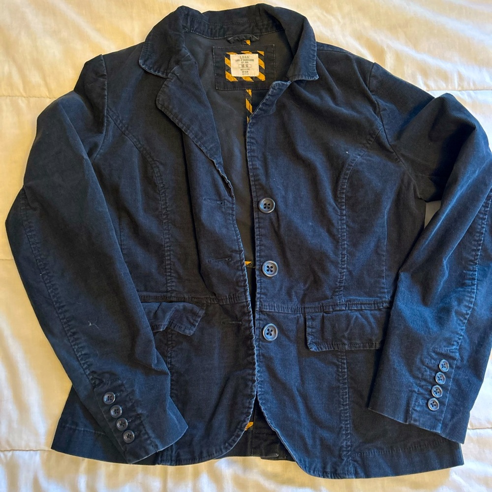 Navy Blue Fitted Corduroy Blazer | Size 12